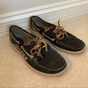 Black & Leopard Print Sperry’s Women’s Size 8.5